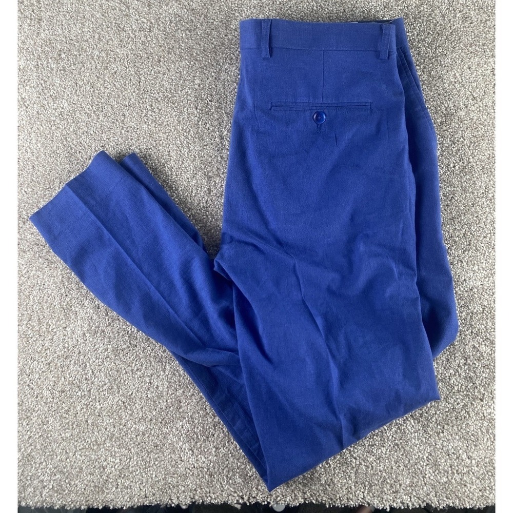 Paisley & Gray Slim Fit 32x31 Blue Linen Cotton Stretch Dress Pant Beach Wedding